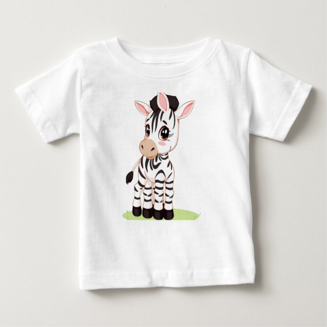 A Tecknad Illustration of a Cute Zebra T-Shirt (Framsida)