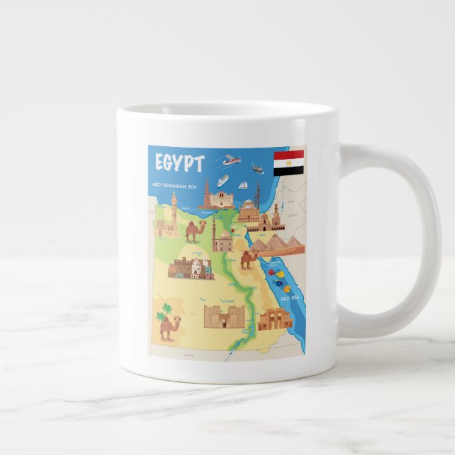 A Tecknad Karta Egypten Jumbo Mugg (Höger)