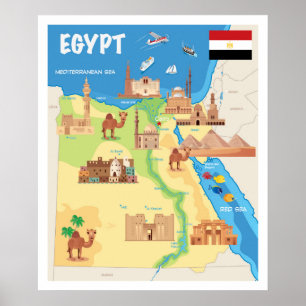 A TECKNAD KARTA i EGYPTENEN Poster