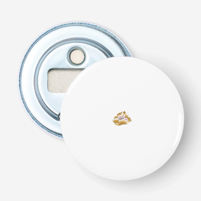 a teckning i en blomma med rosa och vita blad flasköppnare (Framsidan)