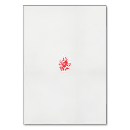 a teckning i en röd blomma på vit bakgrund bordsnummer