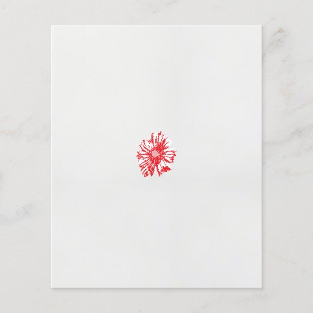 a teckning i en röd blomma på vit bakgrund flygblad (Framsidan)