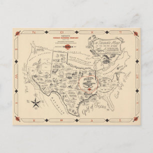 A Texan's Karta of the United Stater (of Texas) Vykort