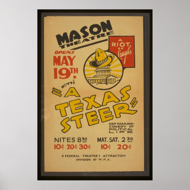 "A Texas Steer" på Mason Theater Poster (Framsidan)