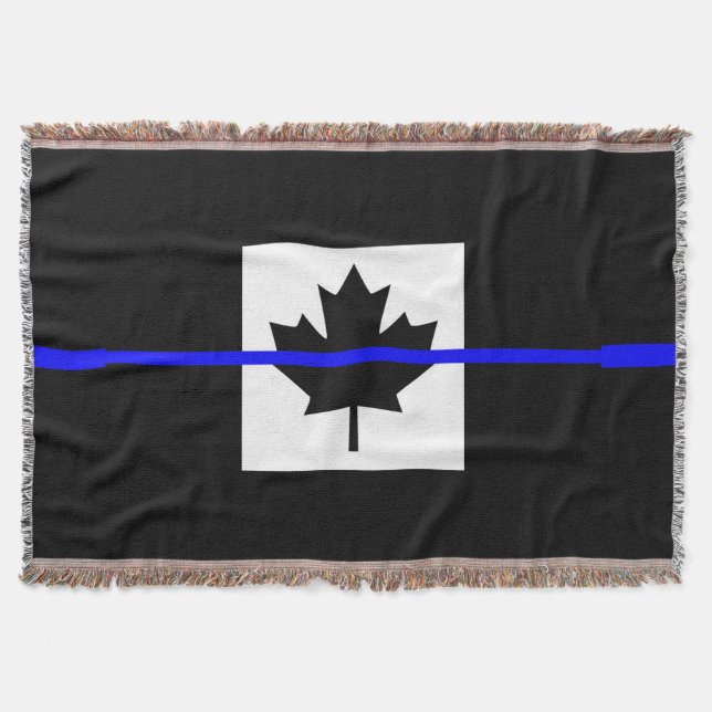 A Thin Blue Line Canadian Flagga Filt (Framsidan)