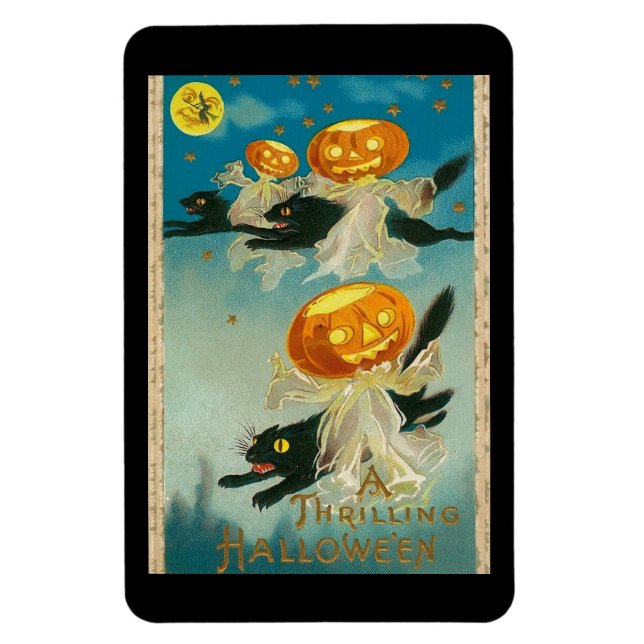 A Thrilling Halltoen, Svarta katter, Jack o lanter Magnet (Vertikal)
