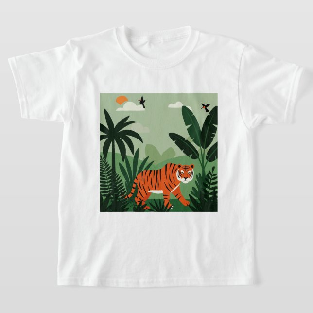 A tiger in a tropical  forest  t shirt (Laydown)