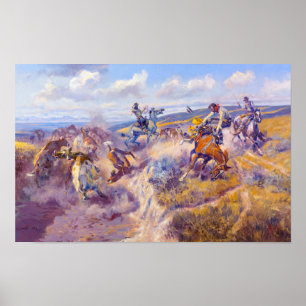 A Tight Dally och Loose Latigo av C. M Russell Poster
