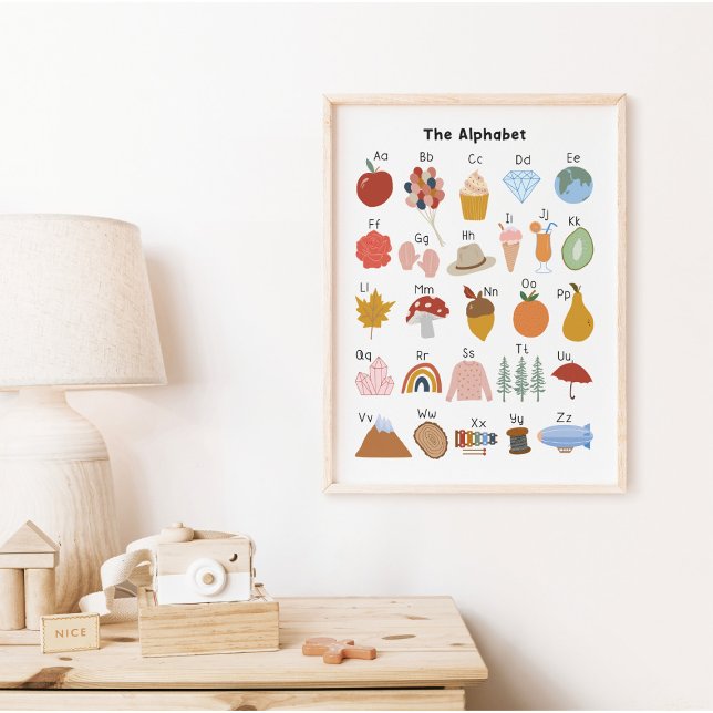 A till Z Alfabet Barnkammare Utbildning Poster (In-Context, Kids room)