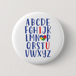 A till Z-alfabet  I Kärlek You Autism Knapp