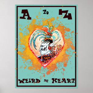 A till Z Alien Maya Elf Konstig in Heart Poster