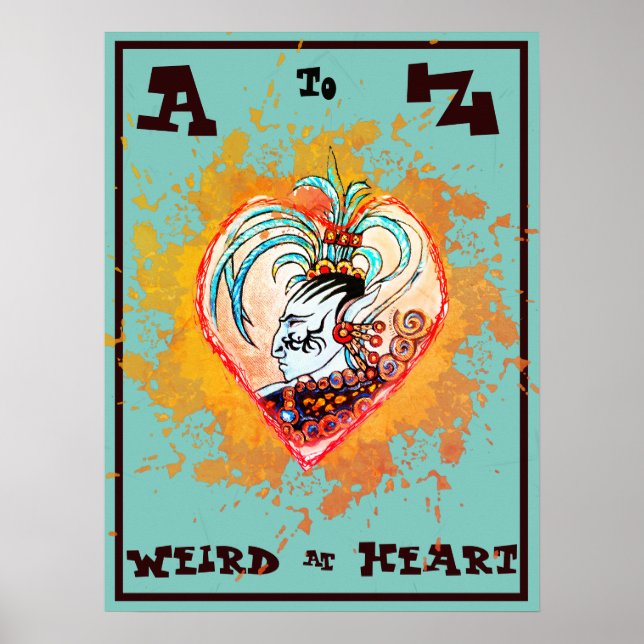 A till Z Alien Maya Elf Konstig in Heart Poster (Framsidan)