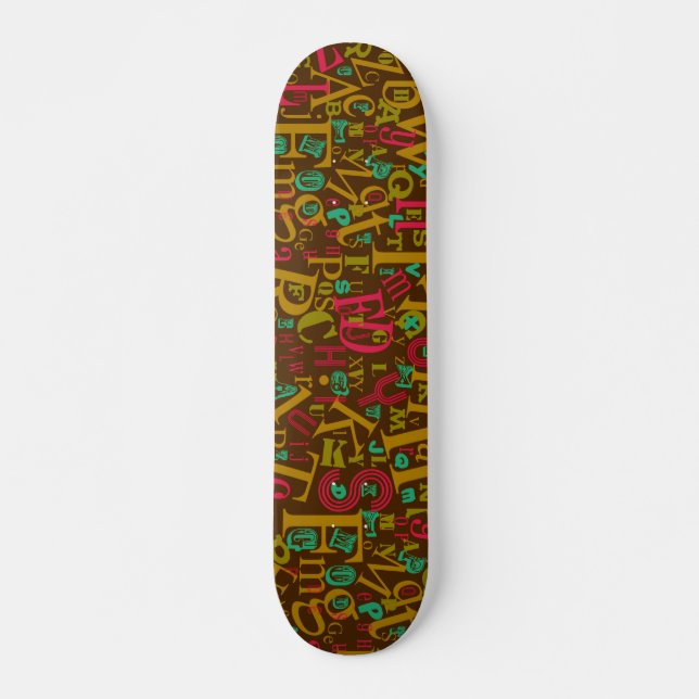 A till Z Epic Brev Alphabet Unikt Ord Stil  Mini Skateboard Bräda 18,5 Cm (Framsida)