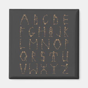 A till Z Halloween Skeletons Alphabet Capital Brev Magnet