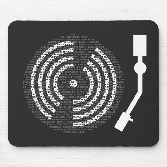 A till Z Turntable Mörk Mousepad Musmatta (Framsidan)