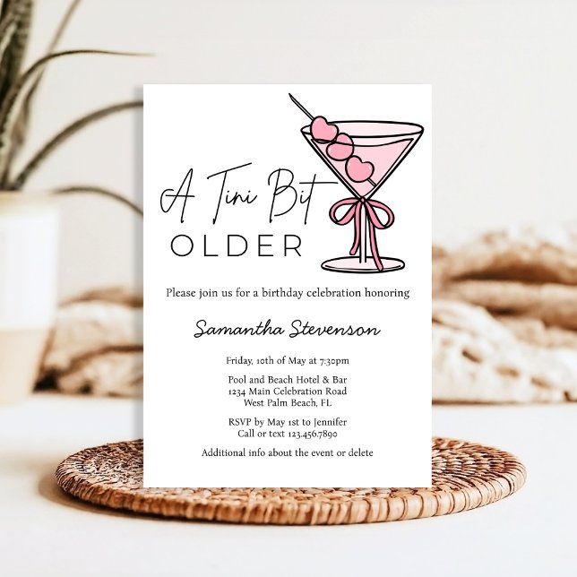 A Tini Bit Älder Rosa Hearts Olife-Födelsedagsfest Inbjudningar (Skapare uppladdad)