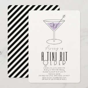 A Tini Bit äldre Modern Lila Martini Birthday Inbjudningar