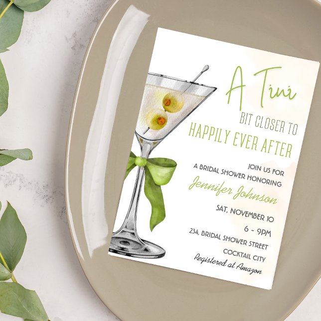 A Tini Bit Closer Cocktail-Möhippa Inbjudningar (A Tini Bit Closer Cocktail Bridal Shower Invitation)