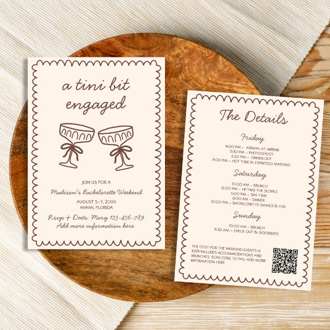A Tini Bit Engaged Espresso Martini Bachelorette Inbjudningar (A Tini Bit Engaged Espresso Martini Bachelorette Invitation)