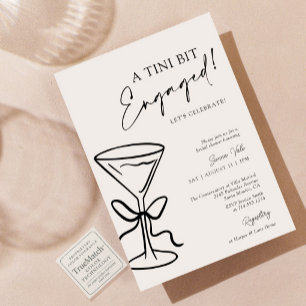A Tini Bit Engated Black Bow Martini Möhippa Inbjudningar
