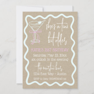 A Tini Bit Older Birthday Martini 21st Birthday Inbjudningar
