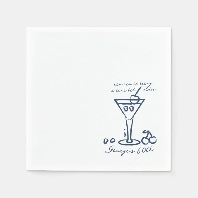 A Tini Bit Older Cocktail-födelsedag Pappersservett (Framsidan)