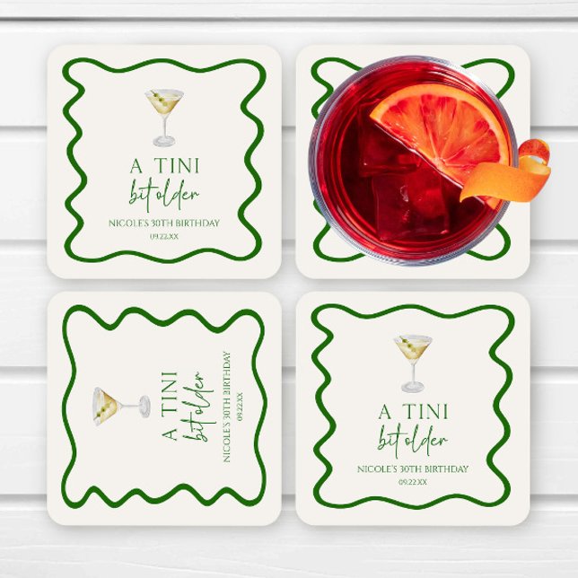 A Tini Bit Older Dirty Martini Födelsedagsfest Underlägg Papper Kvadrat (Skapare uppladdad)