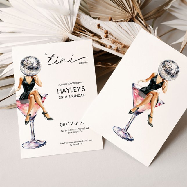A Tini Bit Older Disco Martini Birthday Inbjudningar (Skapare uppladdad)