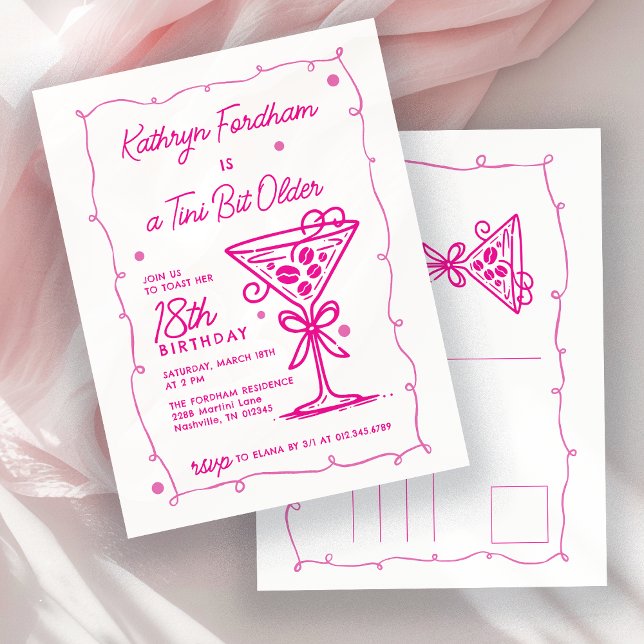 A Tini Bit Older Espresso Martini 18:e födelsedage Inbjudan Vykort (Skapare uppladdad)