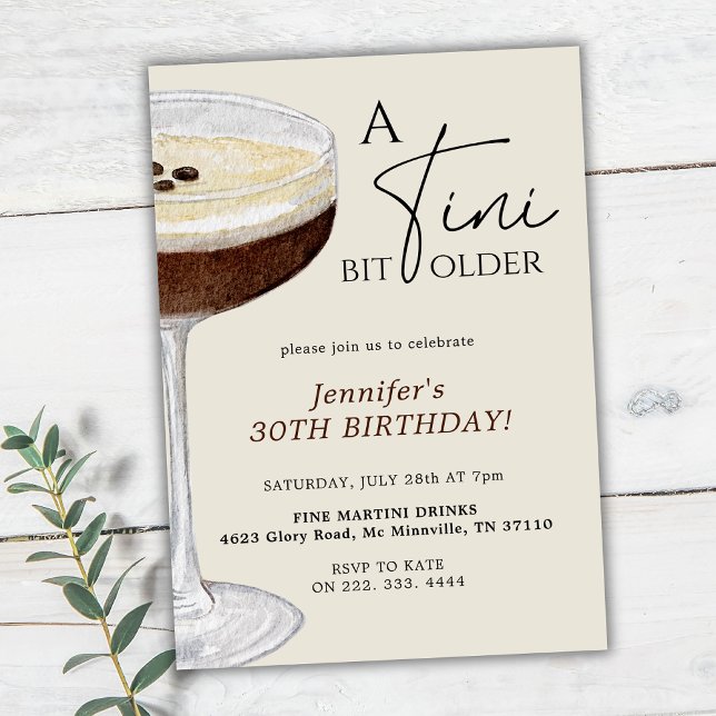 A Tini Bit Older Espresso Martini 30års födelsedag Inbjudningar (Skapare uppladdad)