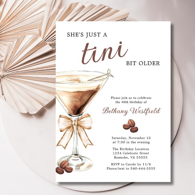 A Tini Bit Older Espresso Martini 40:e födelsedage Inbjudningar (A Tini Bit Older Espresso Martini 40th Birthday Party Invitations)
