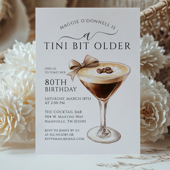 A Tini Bit Older Espresso Martini 80:e födelsedage Inbjudningar (Skapare uppladdad)