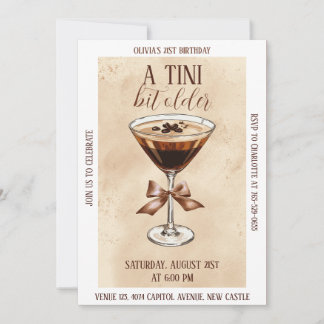 A Tini Bit Older Espresso Martini Birthday Party Inbjudningar