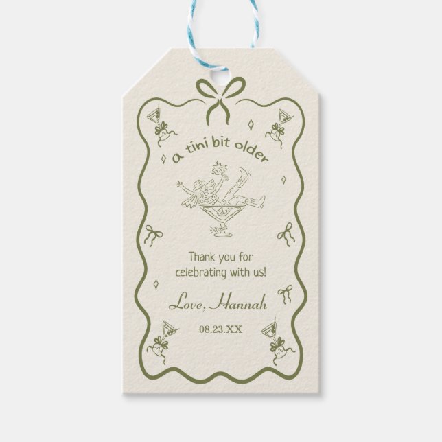 A Tini Bit Older Espresso Martini Birthday Thanks Presentetikett (Framsidan)