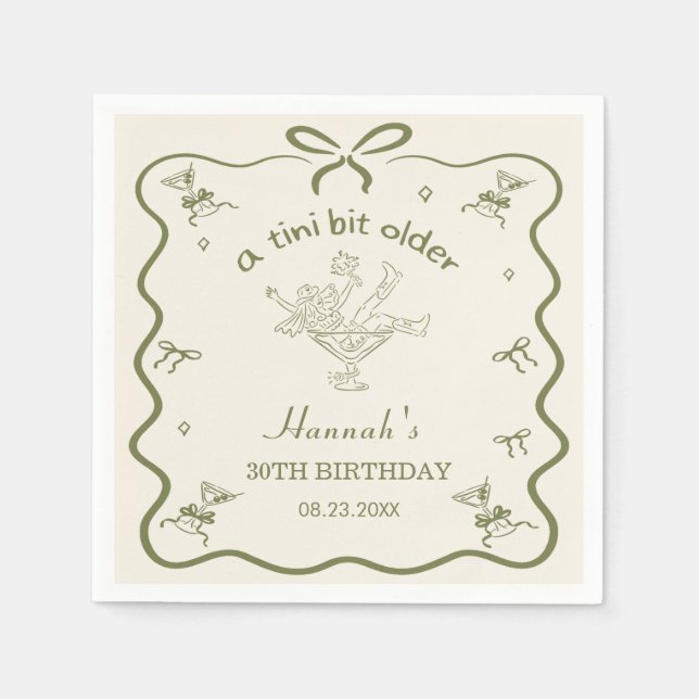 A Tini Bit Older Espresso Martini Bow Birthday  Pappersservett (Framsidan)