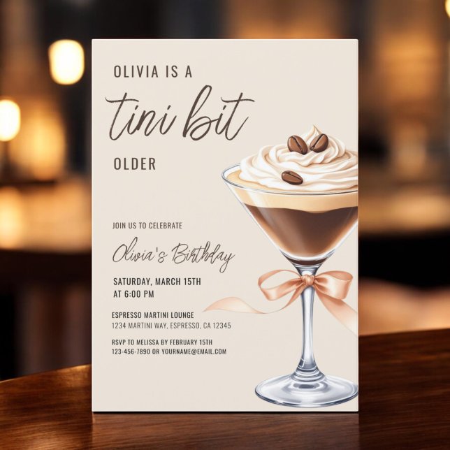 A Tini Bit Older Espresso Martini Födelsedagsfest Inbjudningar (Skapare uppladdad)