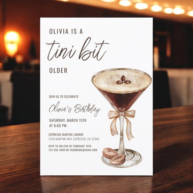 A Tini Bit Older Espresso Martini Födelsedagsfest Inbjudningar (Skapare uppladdad)