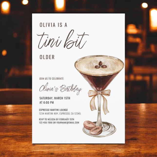 A Tini Bit Older Espresso Martini Födelsedagsfest Inbjudningar (Skapare uppladdad)
