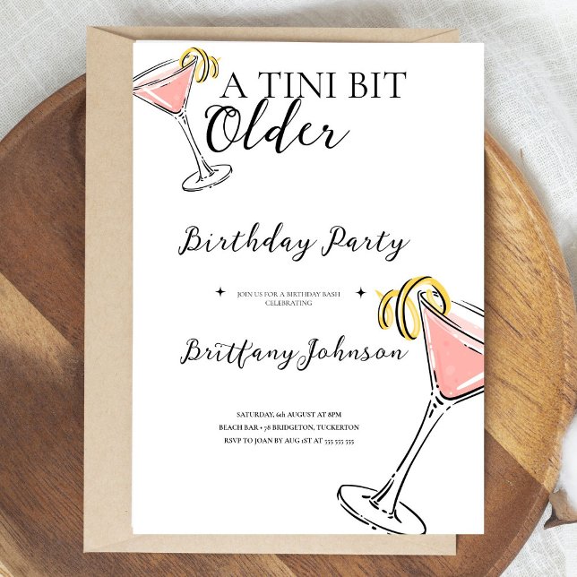 A Tini Bit Older Martini Birthday Inbjudningar (Skapare uppladdad)