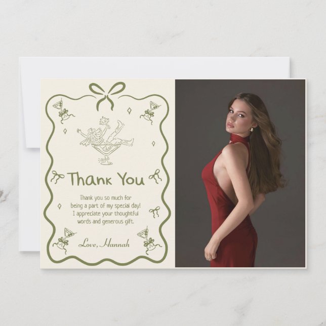 A Tini Bit Older Martini Bow Birthday Party Photo Tack Kort (Framsida)