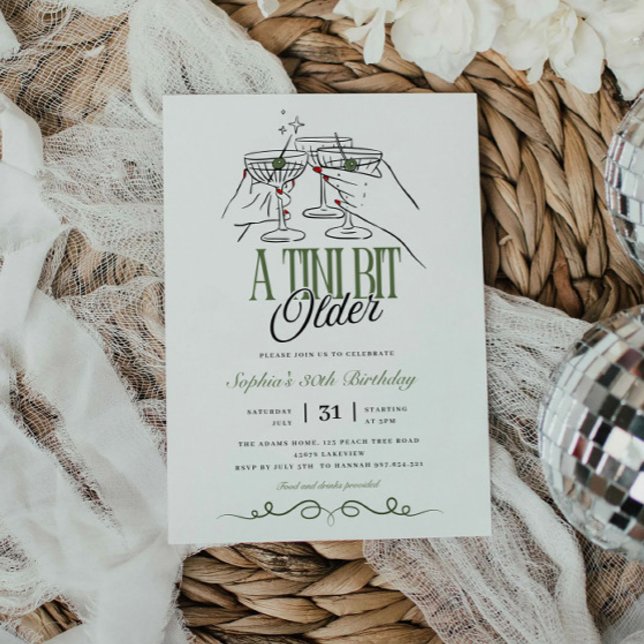 A Tini Bit Older Martini Olive Cocktail Birthday Inbjudningar (Skapare uppladdad)