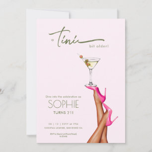A Tini Bit Older Martini Rosa Birthday Inbjudan