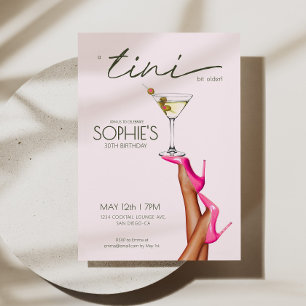 A Tini Bit Older Martini Rosa Birthday Inbjudan