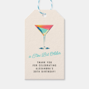 A Tini Bit Older Martini Theme Retro 30års födelse Presentetikett