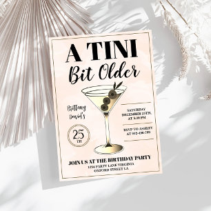 A Tini Bit Older Modern Martini Cocktail Birthday Inbjudningar