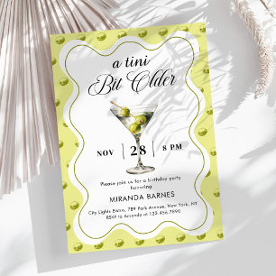 A Tini Bit Older Olive Martini Birthday Inbjudningar