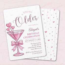 A Tini Bit Older Pink Martini Cocktail Birthday Inbjudningar