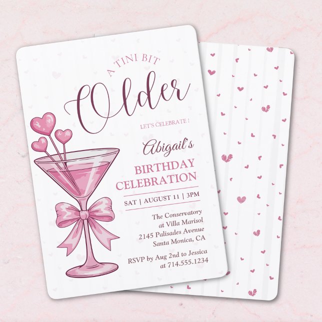 A Tini Bit Older Pink Martini Cocktail Birthday  Inbjudningar (Skapare uppladdad)