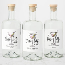 A Tini Bit Older Pink Martini Cocktail Birthday Spritflaskor Etikett