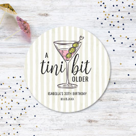 A Tini Bit Older Pink Martini Cocktail Birthday Underlägg Papper Rund